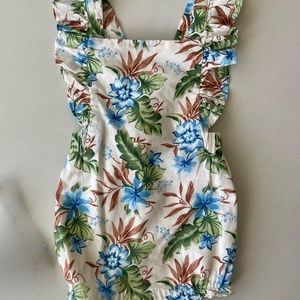 NWOT Janie and Jack Baby Girl Tropical Floral Romper size 6-12 Months